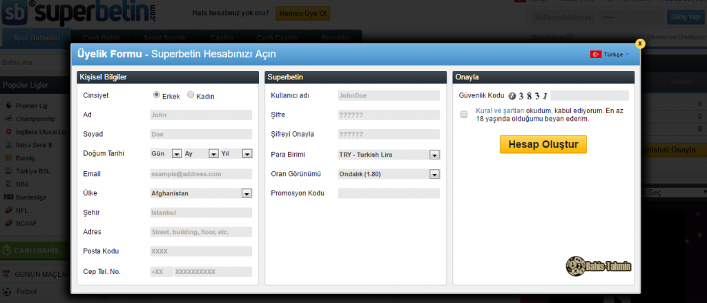 Superbetin Üyelik