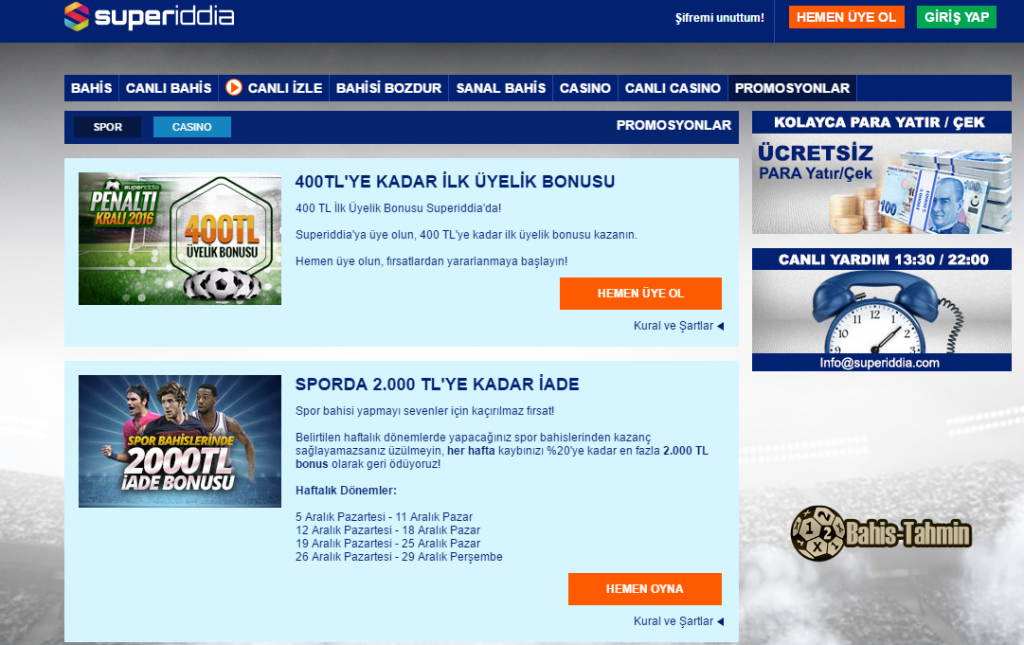 Superiddia Bonus | Superiddia Giriş