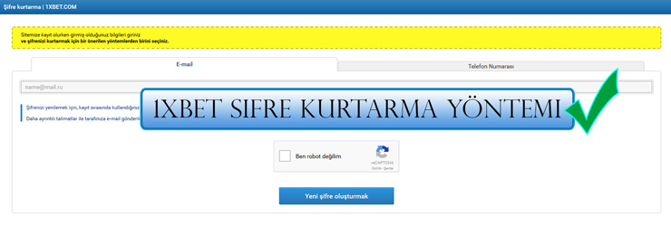 1xbet şifremi unuttum