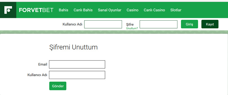 forvetbet şifremi unuttum