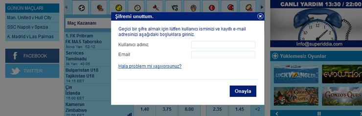 superiddia şifremi unuttum