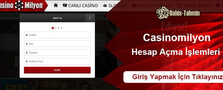 Casinomilyon Hesap Açma Üyelik İşlemleri