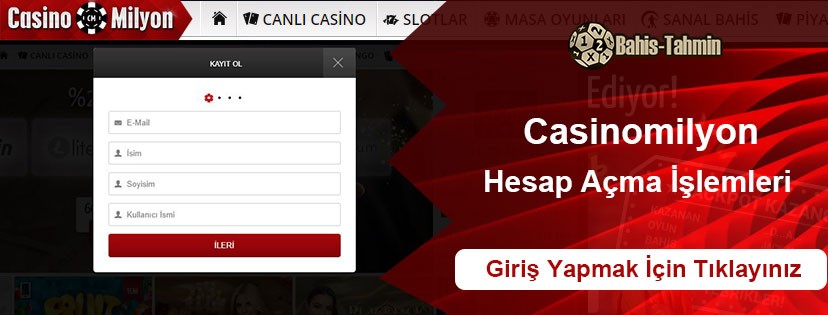 Casinomilyon Hesap Açma Üyelik İşlemleri